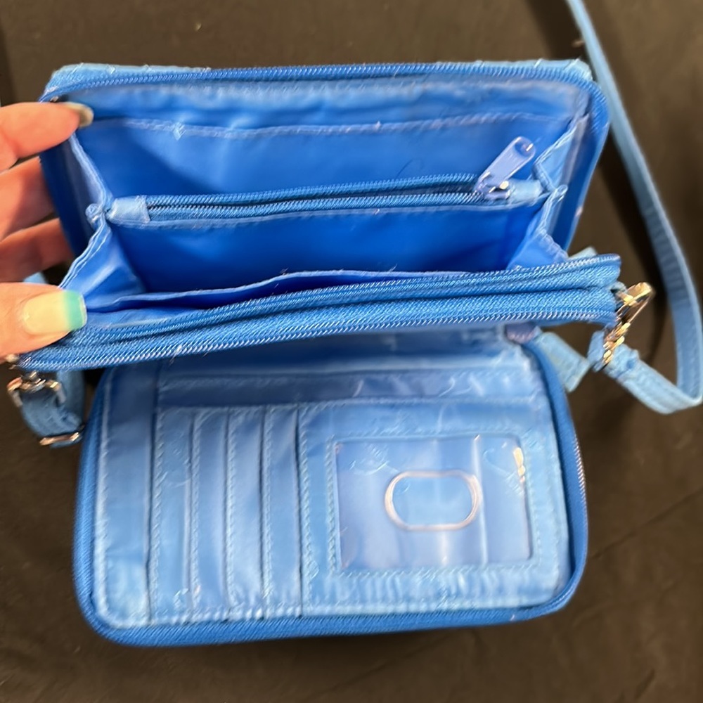 Light Blue Vera Bradley Wallet with adjustable strap - Picture 5 of 7